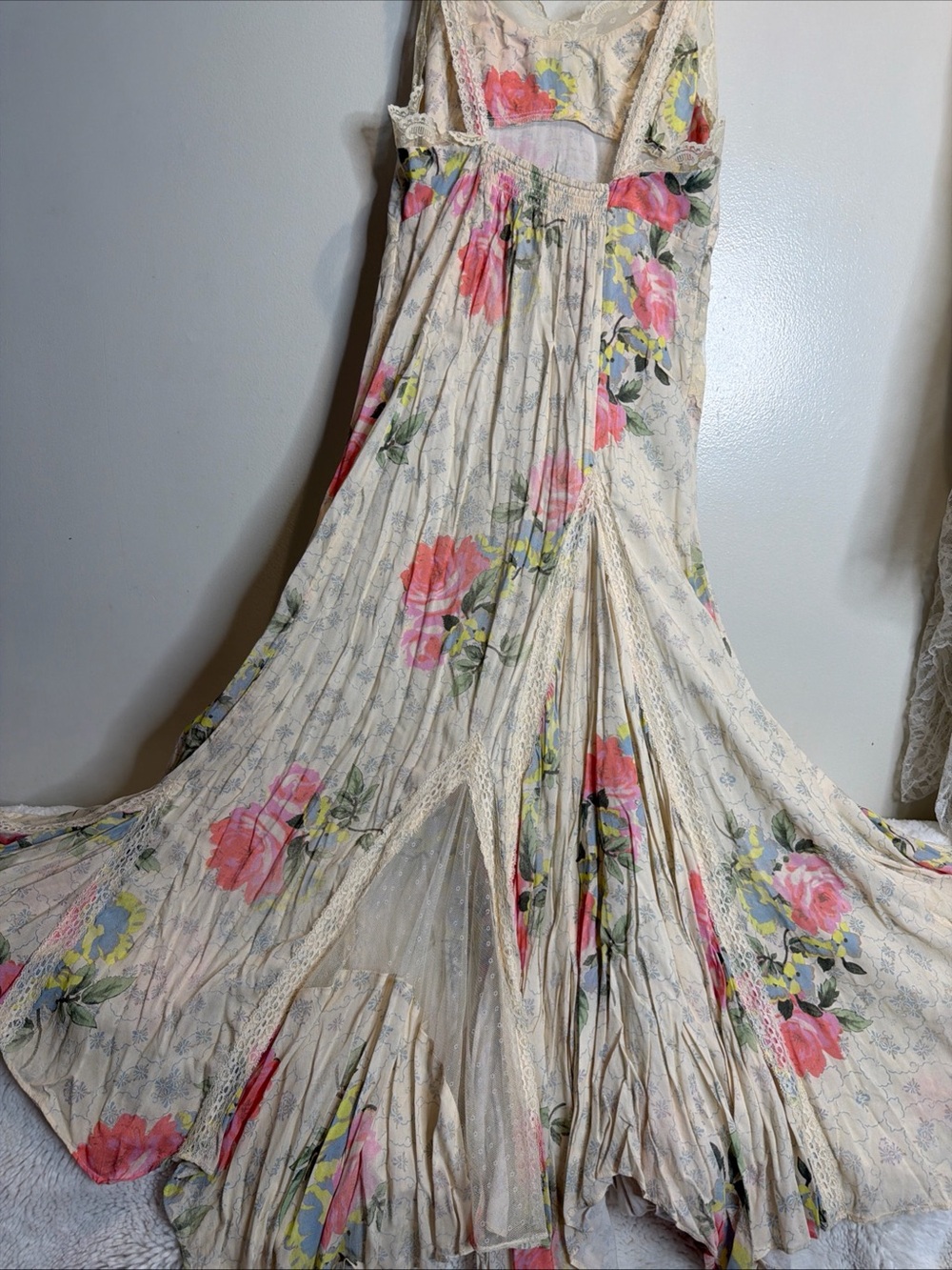 Free People Good Luck Charm Lace Floral Vintage maxi Slip Dress - Picture 9 of 10